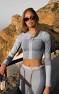 Kliou women fitness two pieces set tracksuit long sleeve crop top letters print elastic skinny leggings sportswear slim outfit