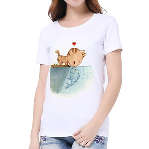 Charmed 3D cat Print Casual Harajuku Women T-Shirt Summer  Short sleeve Casual Round neck Cheap Clothes China Top Mode Femme qy*