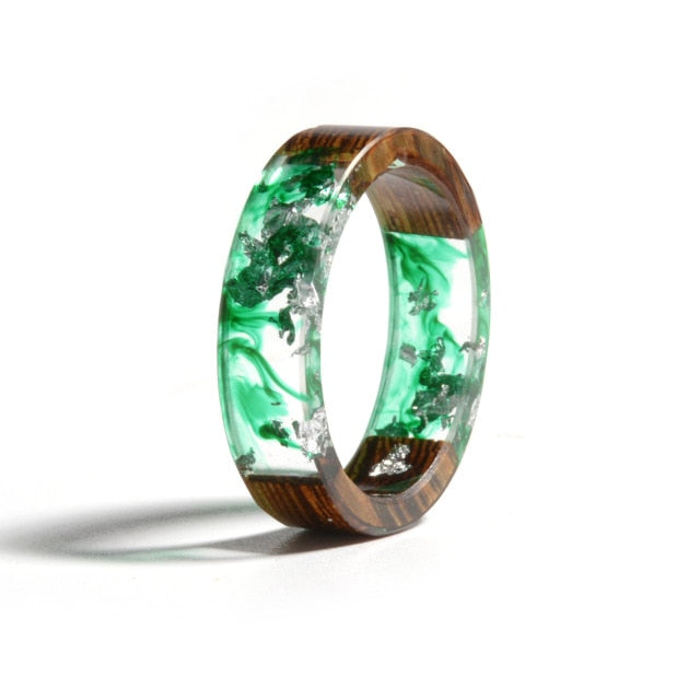 Wood Resin Ring Transparent Epoxy Resin Ring Fashion Handmade Dried Flower Wedding Jewelry Love Ring for Women 2019 New Design
