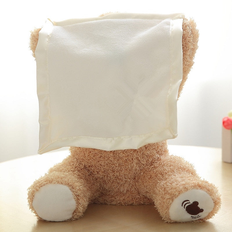 Azoo 30cm Peek a Boo Teddy Bear Play Hide Seek Lovely Cartoon Stuffed Kids Birthday Xmas Gift Cute Electric Music Bear Plush Toy
