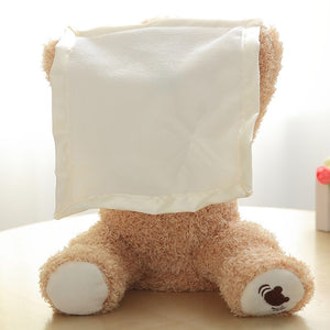 Azoo 30cm Peek a Boo Teddy Bear Play Hide Seek Lovely Cartoon Stuffed Kids Birthday Xmas Gift Cute Electric Music Bear Plush Toy