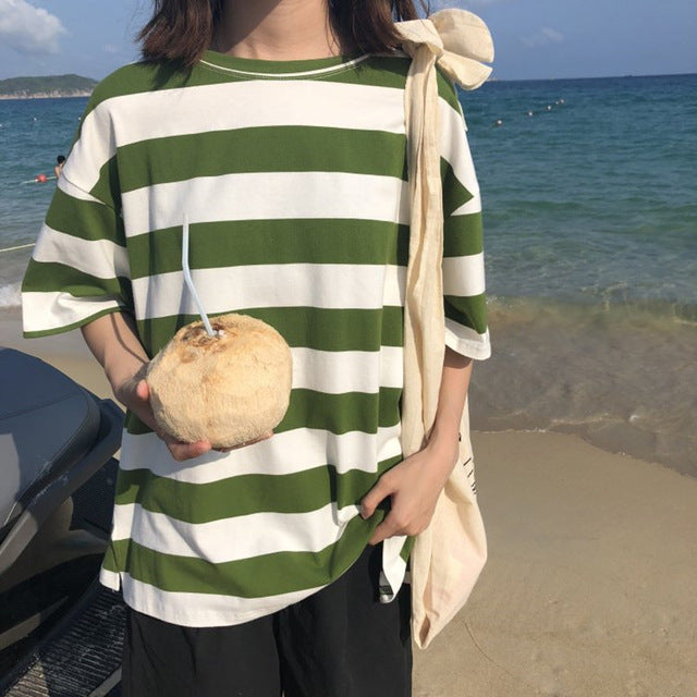 Harajuku Striped Shirt Streetwear for Women 2020 Korean Style