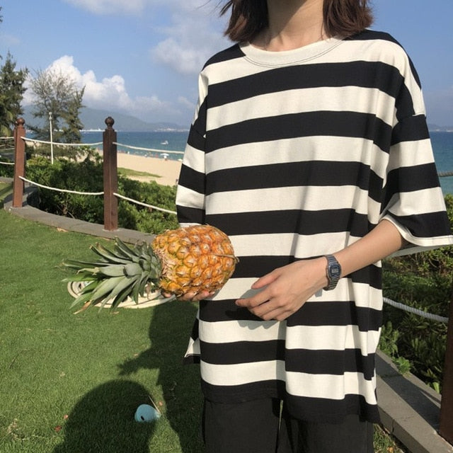 Harajuku Striped Shirt Streetwear for Women 2020 Korean Style