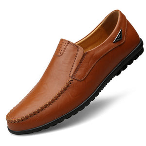 Genuine Leather Men Casual Shoes Luxury Brand 2019 Mens Loafers Moccasins Breathable Slip on Black Driving Shoes Plus Size 37-47