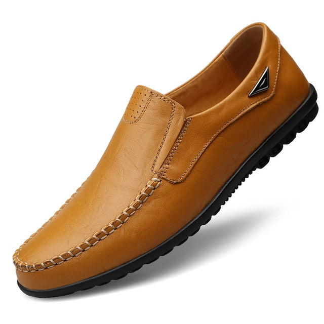Genuine Leather Men Casual Shoes Luxury Brand 2019 Mens Loafers Moccasins Breathable Slip on Black Driving Shoes Plus Size 37-47