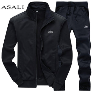 Tracksuits Men Polyester Sweatshirt Sporting Fleece 2019 Gyms Spring Jacket + Pants Casual Men's Track Suit Sportswear Fitness.