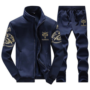 Tracksuits Men Polyester Sweatshirt Sporting Fleece 2019 Gyms Spring Jacket + Pants Casual Men's Track Suit Sportswear Fitness.
