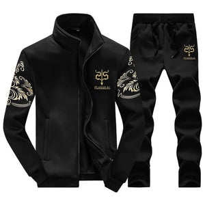 Tracksuits Men Polyester Sweatshirt Sporting Fleece 2019 Gyms Spring Jacket + Pants Casual Men's Track Suit Sportswear Fitness.