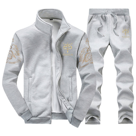 Tracksuits Men Polyester Sweatshirt Sporting Fleece 2019 Gyms Spring Jacket + Pants Casual Men's Track Suit Sportswear Fitness.