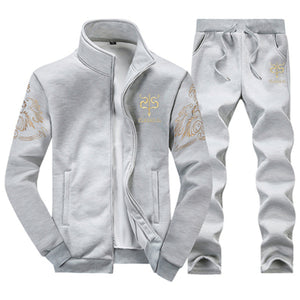 Tracksuits Men Polyester Sweatshirt Sporting Fleece 2019 Gyms Spring Jacket + Pants Casual Men's Track Suit Sportswear Fitness.