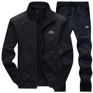 Tracksuits Men Polyester Sweatshirt Sporting Fleece 2019 Gyms Spring Jacket + Pants Casual Men's Track Suit Sportswear Fitness.
