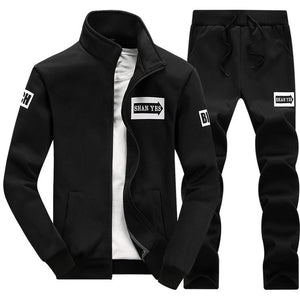 Tracksuits Men Polyester Sweatshirt Sporting Fleece 2019 Gyms Spring Jacket + Pants Casual Men's Track Suit Sportswear Fitness.