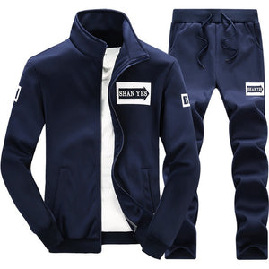 Tracksuits Men Polyester Sweatshirt Sporting Fleece 2019 Gyms Spring Jacket + Pants Casual Men's Track Suit Sportswear Fitness.