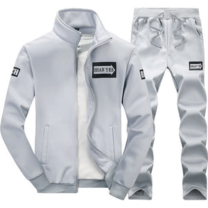 Tracksuits Men Polyester Sweatshirt Sporting Fleece 2019 Gyms Spring Jacket + Pants Casual Men's Track Suit Sportswear Fitness.