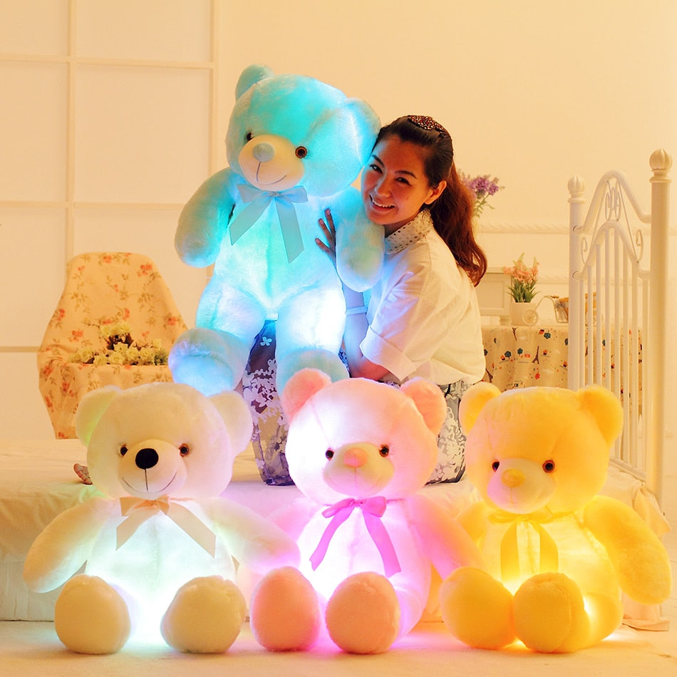 50cm criativo light up led teddy bear animais de pelúcia brinquedo colorido brilhante presente de natal para crianças travesseiro
